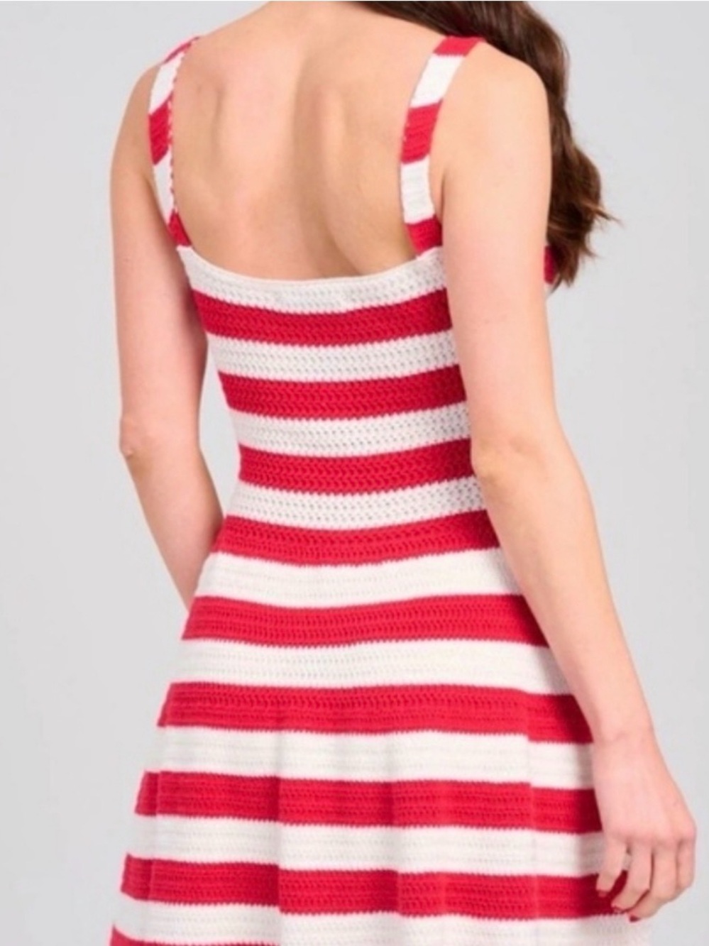 Strut & Bolt Striped Crochet Mini Dress in Red and White